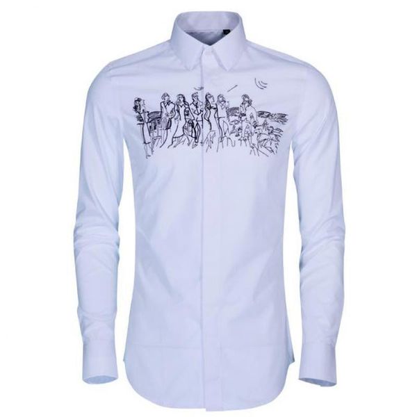 men's casual shirts luxury chest embroidered men shirt fashion solid color long sleeve mens dress plus size 4xl slim fit man, White;black
men's casual shirts luxury chest embroidered men shirt fashion solid color long sleeve mens dress plus size 4xl slim fit man, White;black