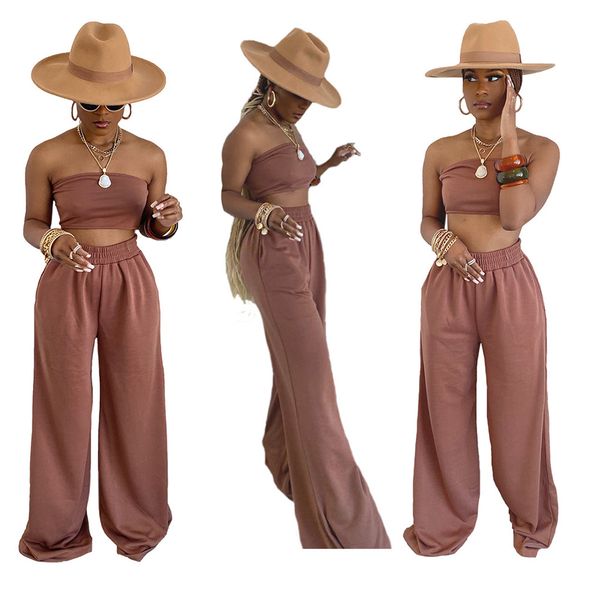 off the shoulder strapless holiday crop and loose wide leg trouser for women summer brown high waist two piece set outfits, Gray
off the shoulder strapless holiday crop and loose wide leg trouser for women summer brown high waist two piece set outfits, Gray