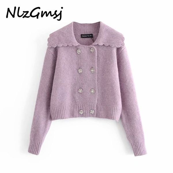 sweater women buttons purple knitted cardigan vintage long sleeve loose female outerwear chic 210628, White;black
sweater women buttons purple knitted cardigan vintage long sleeve loose female outerwear chic 210628, White;black