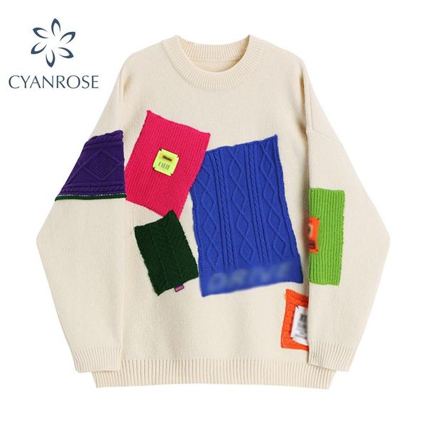 women's sweaters pullover sweater knitted women irregular cloth spliced design jumper knitwear korean oversized casual street lady art, White;black
women's sweaters pullover sweater knitted women irregular cloth spliced design jumper knitwear korean oversized casual street lady art, White;black
