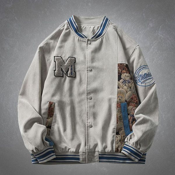 men's jackets japan style streetwear embroidery letter funny bear patchwork jacket mens harajuku hip hop casual loose hipster 2021, Black;brown
men's jackets japan style streetwear embroidery letter funny bear patchwork jacket mens harajuku hip hop casual loose hipster 2021, Black;brown