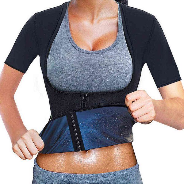 women sweat sauna body shaper vest heat trapping workout shirts zipper jacket thermo tees weight loss waist trainer corset 211112, Black;white
women sweat sauna body shaper vest heat trapping workout shirts zipper jacket thermo tees weight loss waist trainer corset 211112, Black;white