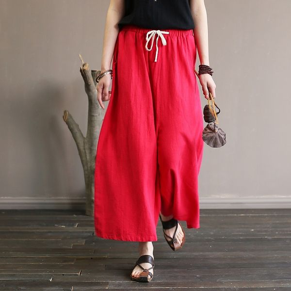 cotton linen wide leg pants casual loose vintage elastic waist solid color trousers 2021 new summer chinese style pants 12368, Red
cotton linen wide leg pants casual loose vintage elastic waist solid color trousers 2021 new summer chinese style pants 12368, Red