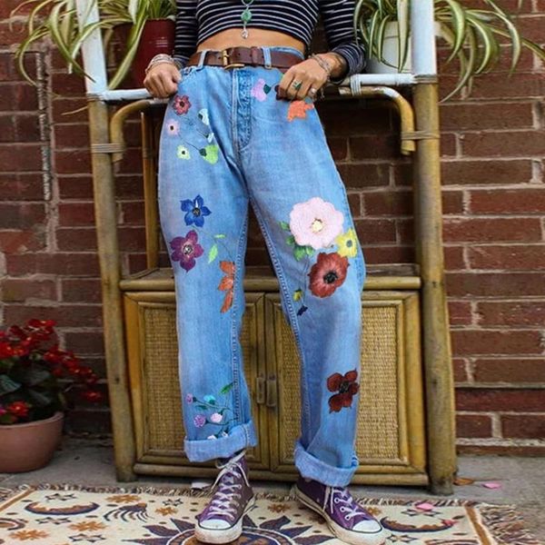 women's jeans nibesser fashion women loose straight mid waist printed casual boyfriend style wide leg denim jean full pants oversize, Blue
women's jeans nibesser fashion women loose straight mid waist printed casual boyfriend style wide leg denim jean full pants oversize, Blue
