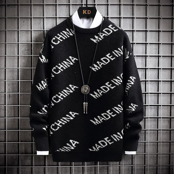 men's sweaters printed font knitted sweater, loose long sleeved thick and warm, winter, , 2021, White;black
men's sweaters printed font knitted sweater, loose long sleeved thick and warm, winter, , 2021, White;black