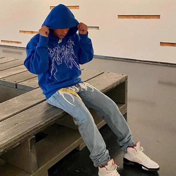 men's jeans revenge tide brand embroidered letters loose men women 1:1 hip-hop trousers, Blue
men's jeans revenge tide brand embroidered letters loose men women 1:1 hip-hop trousers, Blue