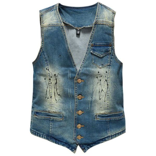 men's vests denim vest brand jeans cowboy vintage casual sleeveless holes personalized cardigan jacket kehq, Black;white
men's vests denim vest brand jeans cowboy vintage casual sleeveless holes personalized cardigan jacket kehq, Black;white