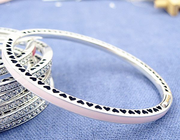high-quality 100% 925 sterling silver pink radiant hearts bracelet bangle fits european pandora style jewelry charms and beads, Black
high-quality 100% 925 sterling silver pink radiant hearts bracelet bangle fits european pandora style jewelry charms and beads, Black