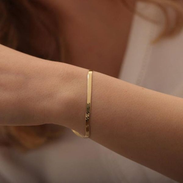 link, chain snake bracelet for woman stainless steel men jewelry gold plated flat bracelets bangles waterproof herringbone gifts, Black
link, chain snake bracelet for woman stainless steel men jewelry gold plated flat bracelets bangles waterproof herringbone gifts, Black