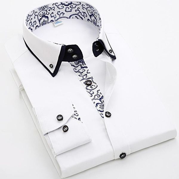 men's casual shirts 2021 quality flower print solid men shirt spring long sleeve social dress causal brand clothing camisa, White;black
men's casual shirts 2021 quality flower print solid men shirt spring long sleeve social dress causal brand clothing camisa, White;black