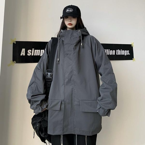 women's jackets women hooded 2021 autumn streetwear harajuku famale tooling windbreaker loose thin coat basic zipper oversized outwear, Black;brown
women's jackets women hooded 2021 autumn streetwear harajuku famale tooling windbreaker loose thin coat basic zipper oversized outwear, Black;brown