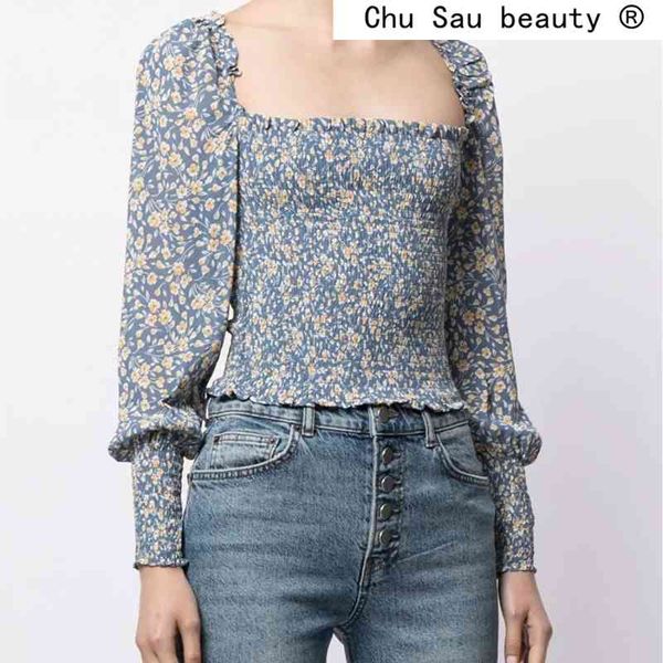 fashion vintage chic floral print summer blouses women casual style elastic chest long sleeve shirts female 210508, White
fashion vintage chic floral print summer blouses women casual style elastic chest long sleeve shirts female 210508, White