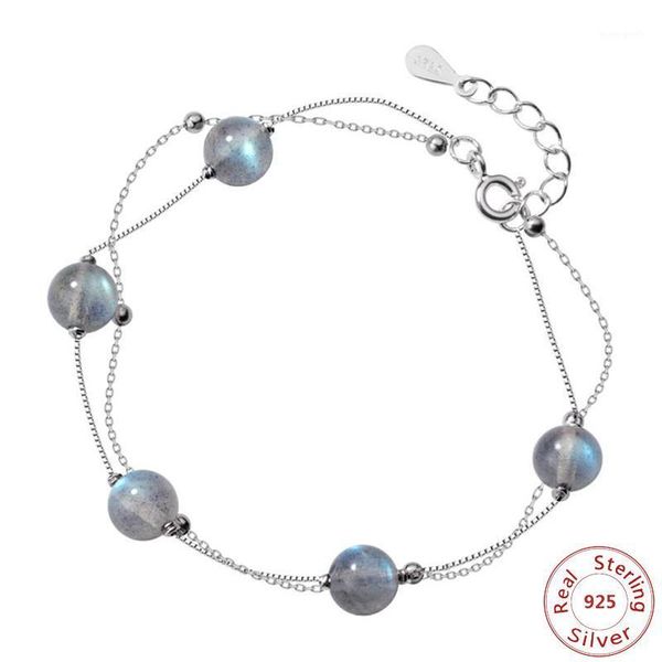 link, chain real 925 sterling silver moonstone bracelet sweet cute double layer temperament hand jewelry for women1, Black
link, chain real 925 sterling silver moonstone bracelet sweet cute double layer temperament hand jewelry for women1, Black