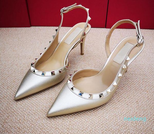 2021 fashion women pumps casual designer gold matt leather studded spikes slingback high heels shoes, Black
2021 fashion women pumps casual designer gold matt leather studded spikes slingback high heels shoes, Black