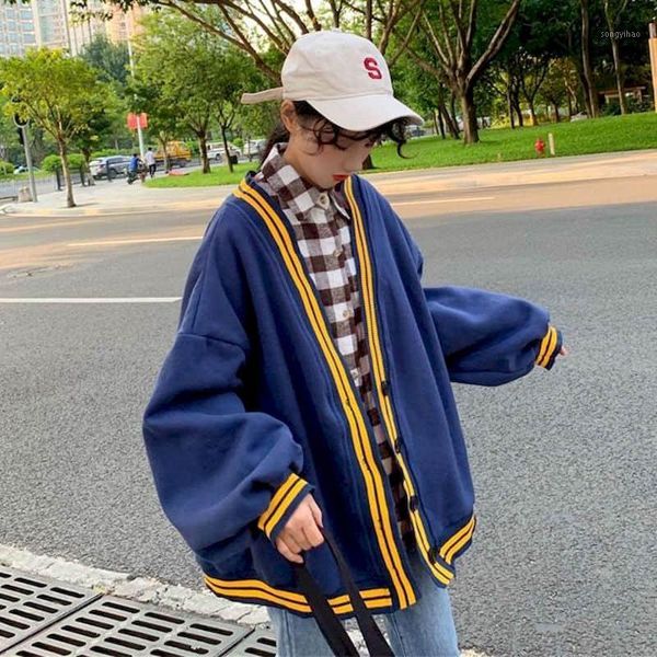 women's knits & tees spring autumn thicken v-neck embroidered cardigan street harajuku korean all-match student loose sweater women jac, White
women's knits & tees spring autumn thicken v-neck embroidered cardigan street harajuku korean all-match student loose sweater women jac, White