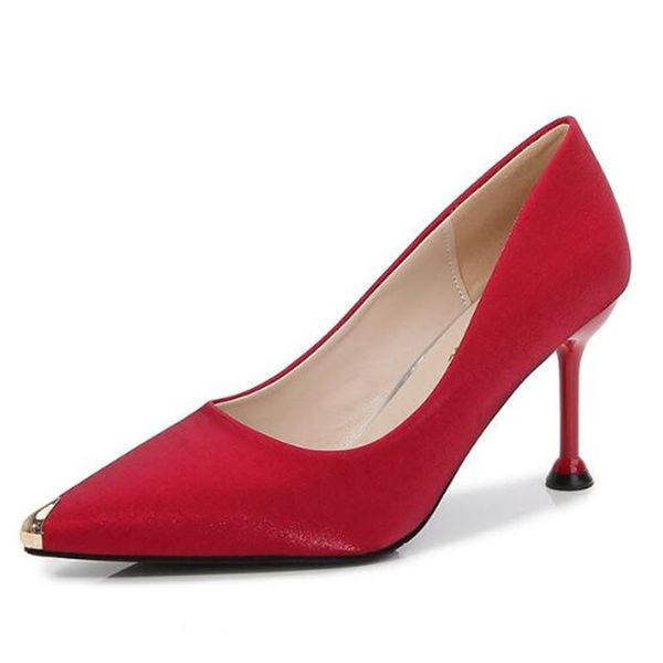 dress shoes pumps wedding women fetish silk slip on 6cm 8cm thin high heels pointed toe metal decoration shallow, Black
dress shoes pumps wedding women fetish silk slip on 6cm 8cm thin high heels pointed toe metal decoration shallow, Black