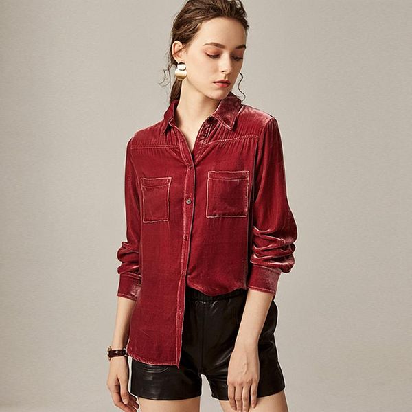 silk velvet blouse women simple design vintage solid colour turn-down collar long sleeves pocket loose casual fashion women's blouses &, White
silk velvet blouse women simple design vintage solid colour turn-down collar long sleeves pocket loose casual fashion women's blouses &, White
