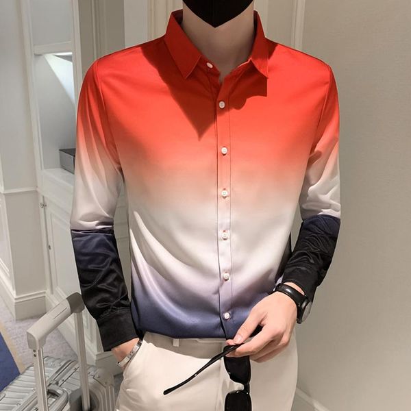 men's casual shirts high-end club bar wear shirt men dress fashion gradient colors lapel mens slim long sleeve non iron male korean clo, White;black
men's casual shirts high-end club bar wear shirt men dress fashion gradient colors lapel mens slim long sleeve non iron male korean clo, White;black