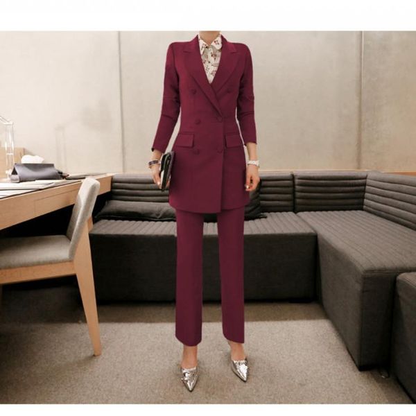 women's suits & blazers women double-breasted work two piece sets long blazer coat and pants business outfits, White;black
women's suits & blazers women double-breasted work two piece sets long blazer coat and pants business outfits, White;black
