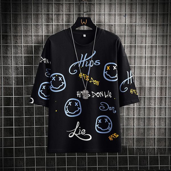 men's t shirts summer short fashion cartoon loose 5- t-shirt handsome half sleeve, White;black
men's t shirts summer short fashion cartoon loose 5- t-shirt handsome half sleeve, White;black
