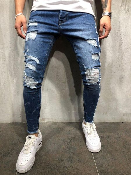 men's jeans 2021 slim little feet scratch trendy youth low waist pierced zipper foot, Blue
men's jeans 2021 slim little feet scratch trendy youth low waist pierced zipper foot, Blue