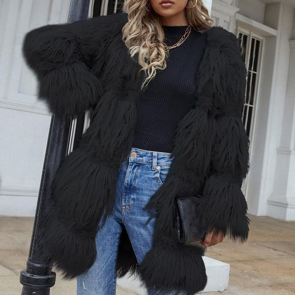 women's fur & faux 2021 winter jackets fashion luxury coat for women casual long sleeve outwear casaco feminino, Black
women's fur & faux 2021 winter jackets fashion luxury coat for women casual long sleeve outwear casaco feminino, Black