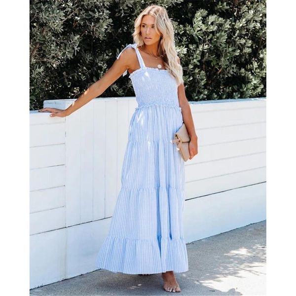 women's swimwear sweet blue striped long maxi dresses for women summer 2021 ruffled ruched bow sundresses holiday beach dress plus size, White;black
women's swimwear sweet blue striped long maxi dresses for women summer 2021 ruffled ruched bow sundresses holiday beach dress plus size, White;black