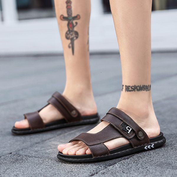 slippers sandals summer sandals men's beach trend cowhide outdoor soft soled shoes mqgi, Black
slippers sandals summer sandals men's beach trend cowhide outdoor soft soled shoes mqgi, Black