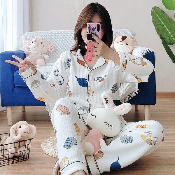 2021 thick warm winter pajamas for women 100%cotton home suit cartoon cat printed sleepwear female 2pcs long sleeve homewear set, Black;red
2021 thick warm winter pajamas for women 100%cotton home suit cartoon cat printed sleepwear female 2pcs long sleeve homewear set, Black;red
