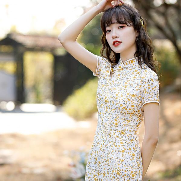 sheng coco women yellow printing improved cheongsam medium length dress daily qi pao girl's qipao elegant chinese style chipao ethnic c, Red
sheng coco women yellow printing improved cheongsam medium length dress daily qi pao girl's qipao elegant chinese style chipao ethnic c, Red