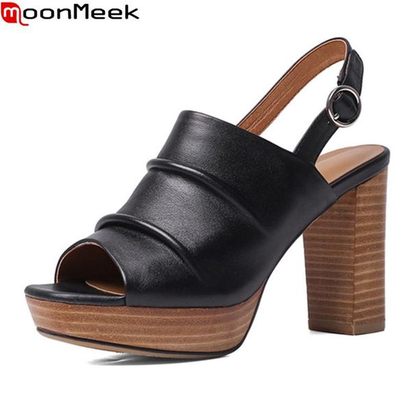 moonmeek 2021 est summer high heels sandals genuine leather buckle dress shoes fashion platform women, Black
moonmeek 2021 est summer high heels sandals genuine leather buckle dress shoes fashion platform women, Black