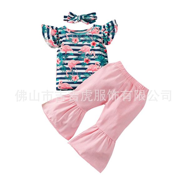 kids clothing sets girls outfits child flamingo print flying sleeve flared pants headband 3pcs/sets summer fashion boutique 2742 y2, White
kids clothing sets girls outfits child flamingo print flying sleeve flared pants headband 3pcs/sets summer fashion boutique 2742 y2, White