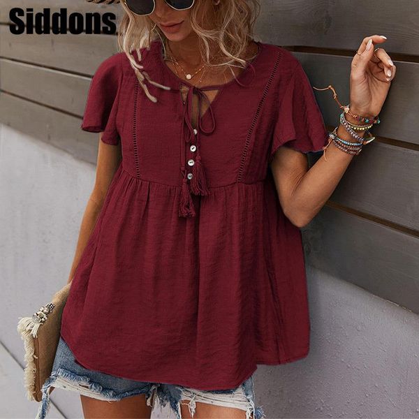 women's t-shirt casual solid lace up tunic women tshirt ruffles short sleeve pleated hollow out ladies t-shirts summer vacation beach, White
women's t-shirt casual solid lace up tunic women tshirt ruffles short sleeve pleated hollow out ladies t-shirts summer vacation beach, White