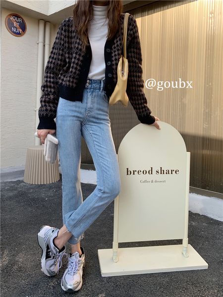 women's jeans spring waist high skinny jeans versatile korean style ankle-length dad long pants xbjn, Blue
women's jeans spring waist high skinny jeans versatile korean style ankle-length dad long pants xbjn, Blue