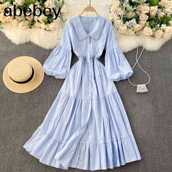 women elegant french dress chic puff sleeve hollow lace button a-line es autumn fashion streetwear long 210512, Black;gray
women elegant french dress chic puff sleeve hollow lace button a-line es autumn fashion streetwear long 210512, Black;gray