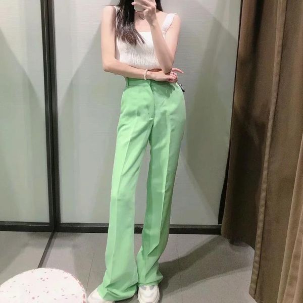 women's pants & capris za 2021 women work slacks full length high waist ol office female casual pantalon fashion loose legs formal trou, Black;white
women's pants & capris za 2021 women work slacks full length high waist ol office female casual pantalon fashion loose legs formal trou, Black;white