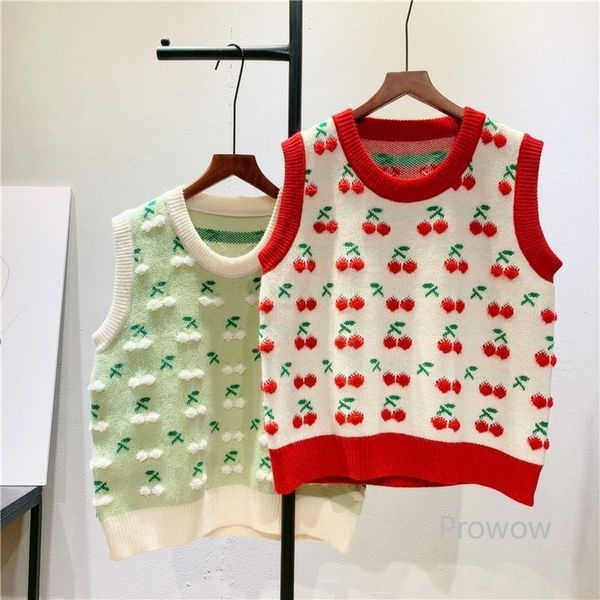 knits 3d cherry embroidery knitted women spring autumn sweater vest students girls waistcoat cute o-neck sleeveless pullover, White
knits 3d cherry embroidery knitted women spring autumn sweater vest students girls waistcoat cute o-neck sleeveless pullover, White