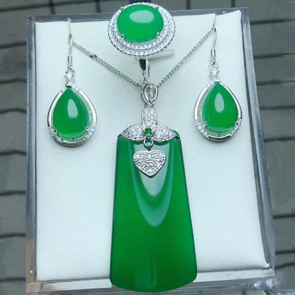 fashion jewelry natural green sets jade medullary pendant ring earrings with 925 silver women bracelet, & necklace, Black
fashion jewelry natural green sets jade medullary pendant ring earrings with 925 silver women bracelet, & necklace, Black