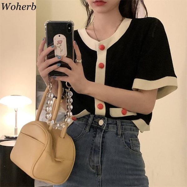 women's knits & tees woherb casual knitted cardigan women french v-neck heavy industry button up summer elegant short sleeve crop sweat, White
women's knits & tees woherb casual knitted cardigan women french v-neck heavy industry button up summer elegant short sleeve crop sweat, White