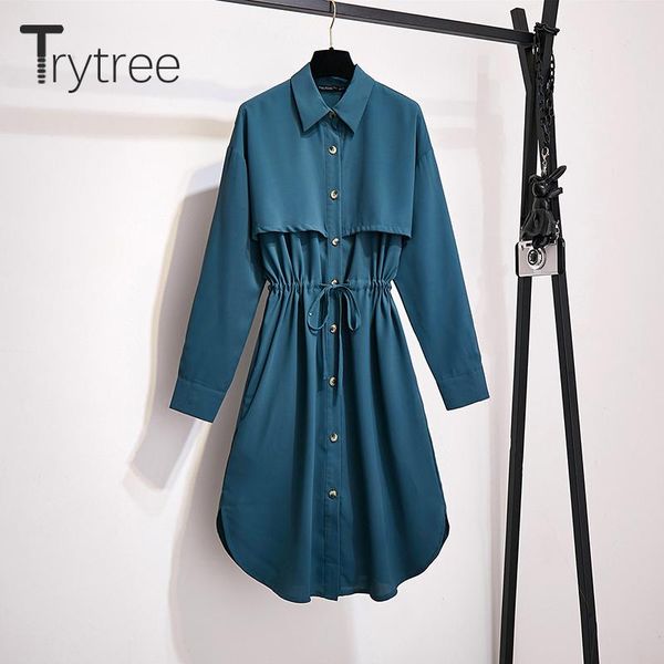 casual dresses trytree 2021 autumn women dress solid turn-down collar single breasted drawstring mid-calf office lady shirt, Black;gray
casual dresses trytree 2021 autumn women dress solid turn-down collar single breasted drawstring mid-calf office lady shirt, Black;gray
