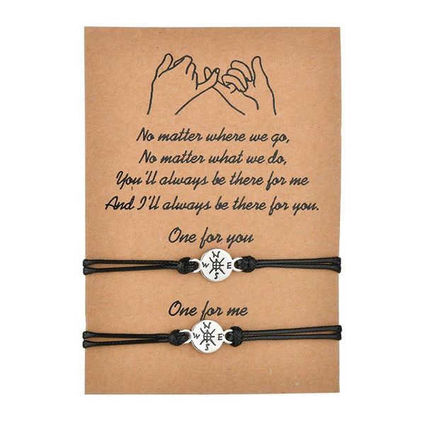 charm bracelets 2pcs/set jewelry adjustable compass heart star handmade woven bracelet simple retro couple rope chain, Golden;silver
charm bracelets 2pcs/set jewelry adjustable compass heart star handmade woven bracelet simple retro couple rope chain, Golden;silver