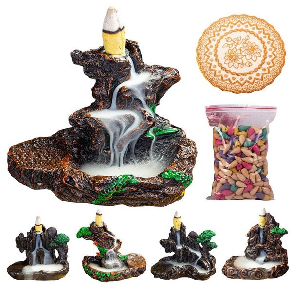 fragrance lamps waterfall backflow incense burner resin back flow holder handmade with 50pcs cone for decor
fragrance lamps waterfall backflow incense burner resin back flow holder handmade with 50pcs cone for decor