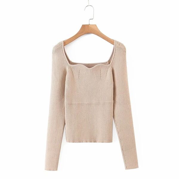 women european and american style tight square neck sweater female simple versatile long-sleeved bottoming chic 210531, Black;brown
women european and american style tight square neck sweater female simple versatile long-sleeved bottoming chic 210531, Black;brown