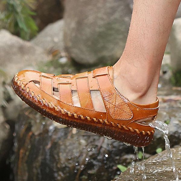 sandals men retro casual shoes handmade genuine leather sneakers summer beach flats outdoor walking footwear 38-48, Black
sandals men retro casual shoes handmade genuine leather sneakers summer beach flats outdoor walking footwear 38-48, Black