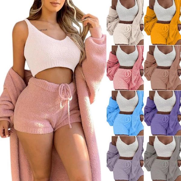 women's tracksuits autumn winter plush casual home service three-piece suit hooded cardigan jacket loose sweater +vest short, Gray
women's tracksuits autumn winter plush casual home service three-piece suit hooded cardigan jacket loose sweater +vest short, Gray