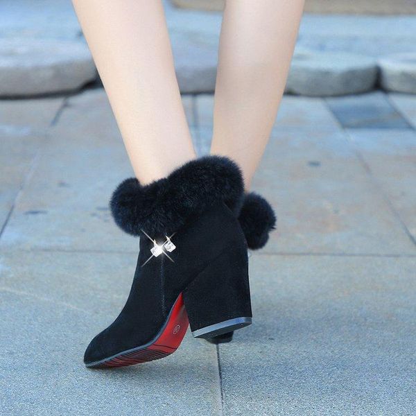 boots beautiful women's 2021 autumn and winter thick with pointed high-heeled plush large size 41-43, Black
boots beautiful women's 2021 autumn and winter thick with pointed high-heeled plush large size 41-43, Black