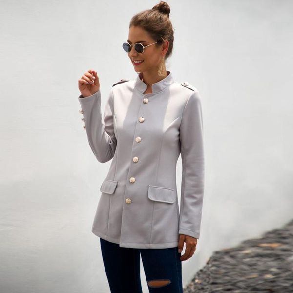 women's suits & blazers autumn winter blazer jackets office lady solid color red blue button up skinny coats stand collar casual women, White;black
women's suits & blazers autumn winter blazer jackets office lady solid color red blue button up skinny coats stand collar casual women, White;black