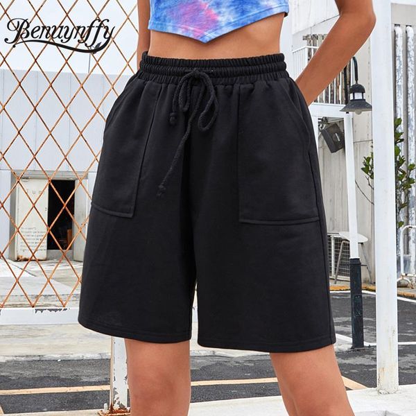 women's shorts benuynffy solid pocket half women drawstring casual summer black track female elastic high waist straight, White;black
women's shorts benuynffy solid pocket half women drawstring casual summer black track female elastic high waist straight, White;black