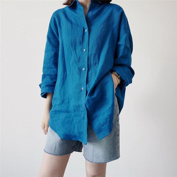 women's blouses & shirts 2021 spring solid color plus size cotton linen womens casual turn-down collar loose female, White
women's blouses & shirts 2021 spring solid color plus size cotton linen womens casual turn-down collar loose female, White