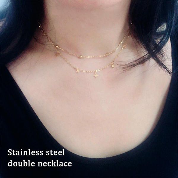 multilayer stainless steel women gold silver color bead chain hexameron amulet david's star crescent pendant choker necklace chokers, Golden;silver
multilayer stainless steel women gold silver color bead chain hexameron amulet david's star crescent pendant choker necklace chokers, Golden;silver